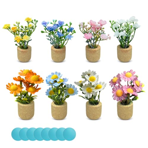 Flintronic Mini Vase Magnet, 8 Stück DIY Minivasen Geeignet, 3D Kork Vase Kühlschrank Magnete mit Plastik Trockenblumen, Bud Vasen Magnetisch für Kühlschrankzubehör, Küche, Büro von flintronic