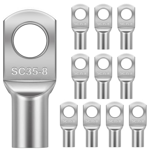 Flintronic Rohrkabelschuh M8, Kabelschuhe 35mm², Unisolierte SC Ringkabelschuh, Kupfer mit Zinn überzogen, Rohrkabelschuhe, für Batteriekabel Kfz Verteilerkästen Auto Motorrad Fabrik von flintronic