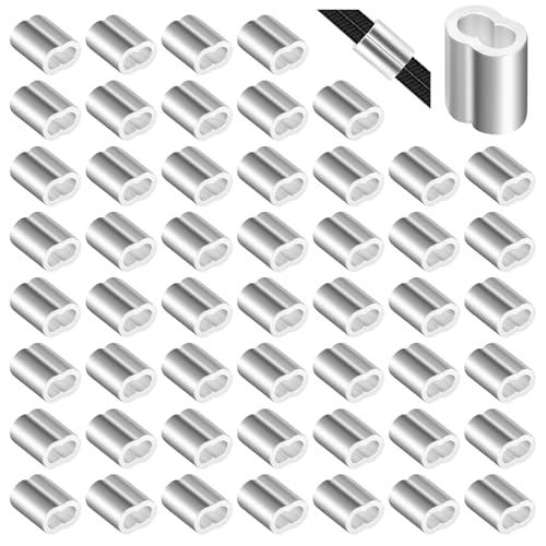 Flintronic Seilklemmen 3mm, 60 Stück Aluminiumhülsen Quetschhülsen 3mm, Würgeklemmen aus Aluminium Doppelhülsen für Seile Draht Seilverbinder Drahtseil Stahlseil Gummiseil und Kabel von flintronic