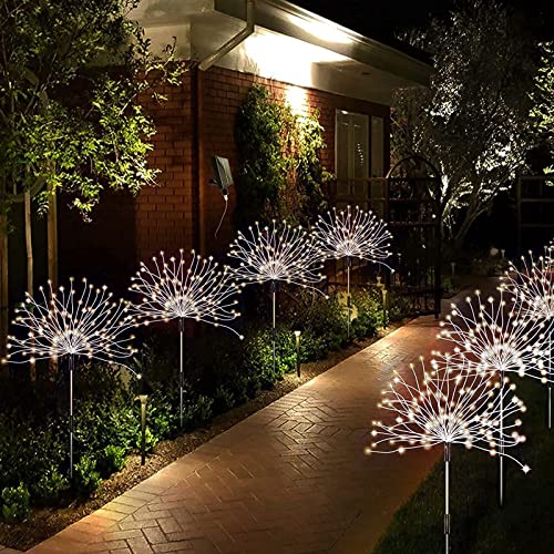 flintronic Solar Fireworks Light, 2 Pieces 150 LED, 50 Copper Wire String Solar Starburst Light, IP65 Waterproof DIY Flowers for Garden Patio Wedding Party Christmas White Light von flintronic