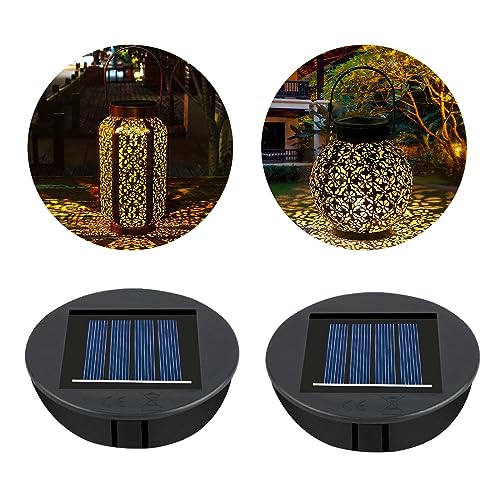 Flintronic Solarleuchten Ersatzteile, 2 Stück Solar Ersatzdeckel 8cm, Solarleuchten Ersatz Top mit LED, LED Solarmodule Ersatz für Solar Gartenleuchten, Solarlaterne und DIY von flintronic