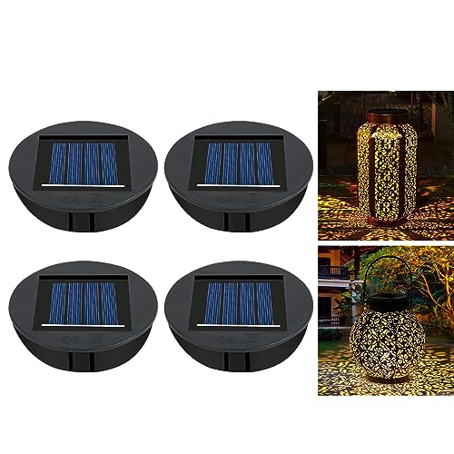 Flintronic Solarleuchten Ersatzteile, 4 Stück Solar Ersatzdeckel 8cm, Solarleuchten Ersatz Top mit LED, LED Solarmodule Ersatz für Solar Gartenleuchten, Solarlaterne und DIY von flintronic