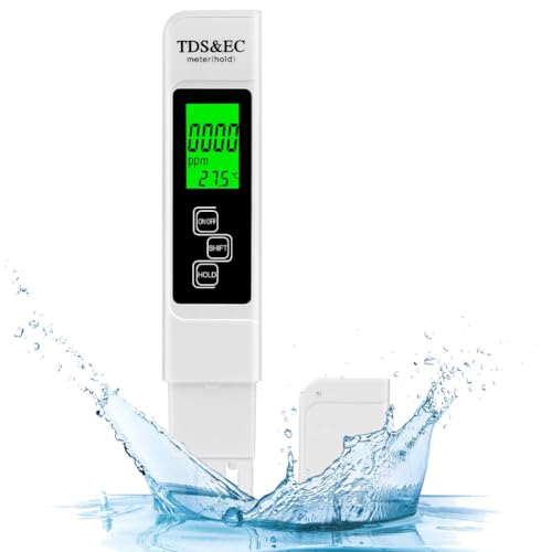 Flintronic TDS/EC Wasserqualitätstest Meter, Temperatur Tester mit Hintergrundbeleuchtung, PPM Leitwertmessgerät ±2% Ablesegenauigkeit, Wasserqualität Tester für Schwimmbad Trinkwasser Aquarium Pools von flintronic