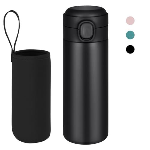 flintronic Thermosflasche Edelstahl, 450ml Isolierflasche, Wasserflasche Vakuum Isolierbecher 304 Edelstahl, Isolierte Edelstahl Trinkflasche, Thermobecher Trinkbecher-BPA Frei von flintronic