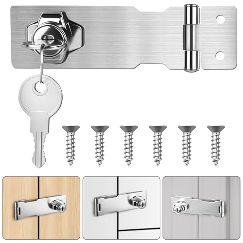 Flintronic Überfalle Abschließbar, Sicherheits-Überfalle mit Schrauben & Schloss, Schublade Schrank Locks Vorhängeschloss Überfalle Lock Tor Riegel Schloss für Tür Schränke Fenster (Silber 4 Inch) Flintronic Überfalle Abschließbar, Sicherheits-Überfalle mit Schrauben & Schloss, Schublade Schrank Locks Vorhängeschloss Überfalle Lock Tor Riegel Schloss für Tür Schränke Fenster (Silber 4 Inch) von flintronic