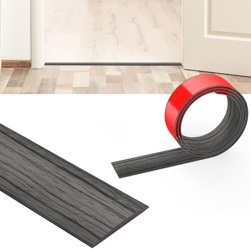 Flintronic Übergangsprofil Selbstklebend, 1.2m PVC Boden-Leiste, Übergangsleiste Boden, Übergangsschiene ohne Bohren, Abdeckleiste für Fliesen, Holz, Laminat (Dunkelgraue Holzmaserung, 1.2m x 5cm) von flintronic