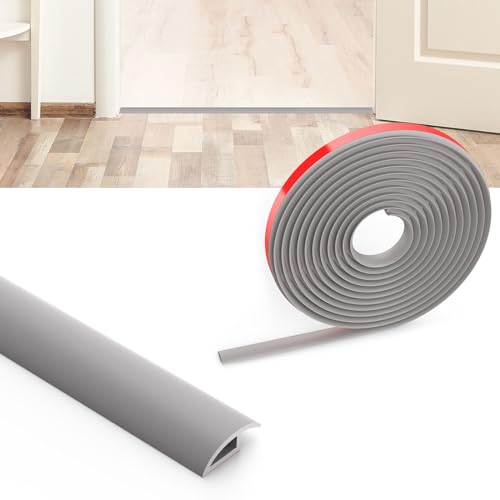 Flintronic Übergangsprofil Selbstklebend, 1.2m x 3.5cm PVC Boden-Leiste, Übergangsleiste Boden, Übergangsschiene ohne Bohren, Abdeckleiste für Fliesen, Holz, Laminat, Höhenausgleich 10mm(Graue) von flintronic