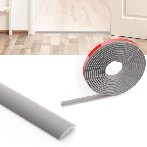 Flintronic Übergangsprofil Selbstklebend, 1.2m x 3.5cm PVC Boden-Leiste, Übergangsleiste Boden, Übergangsschiene ohne Bohren, Abdeckleiste für Fliesen, Holz, Laminat, Höhenausgleich 5mm(Graue) von flintronic
