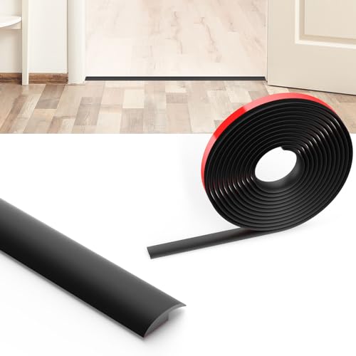 Flintronic Übergangsprofil Selbstklebend, 1.2m x 3.5cm PVC Boden-Leiste, Übergangsleiste Boden, Übergangsschiene ohne Bohren, Abdeckleiste für Fliesen, Holz, Laminat, Höhenausgleich 5mm(Schwarz) von flintronic