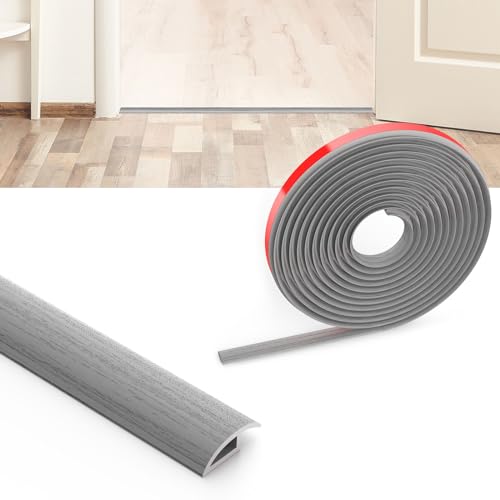 Flintronic Übergangsprofil Selbstklebend, 1.2m x 3.5cm PVC Boden-Leiste, Übergangsleiste Boden, ohne Bohren, Abdeckleiste für Fliesen, Holz, Laminat, Höhenausgleich 10mm(Graue Holzmaserung) von flintronic