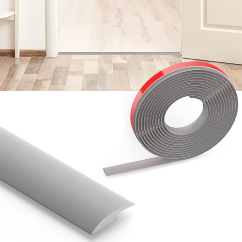 Flintronic Übergangsprofil Selbstklebend, 1.2m x 3cm PVC Boden-Leiste, Übergangsleiste Boden, Übergangsschiene ohne Bohren, Abdeckleiste für Fliesen, Holz, Laminat, Höhenausgleich 3cm(Graue) von flintronic