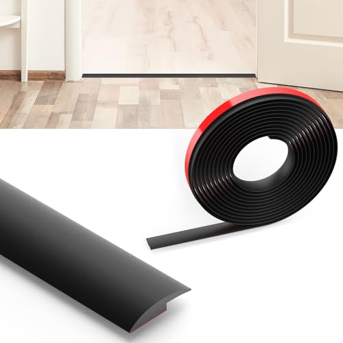 Flintronic Übergangsprofil Selbstklebend, 1.2m x 3cm PVC Boden-Leiste, Übergangsleiste Boden, Übergangsschiene ohne Bohren, Abdeckleiste für Fliesen, Holz, Laminat, Höhenausgleich 3cm(Schwarz) von flintronic