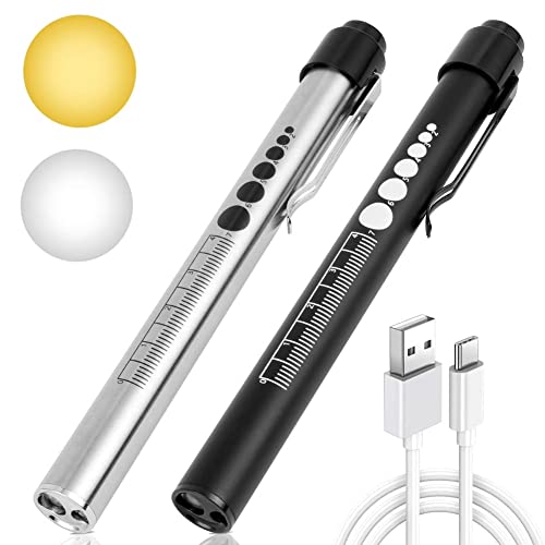 flintronic Pupillenleuchte Medizin, Diagnostikleuchte Krankenschwester Rettungsdienst Zubehör mit Pupillenmessgerät und Lineal, Aufladbar USB LED Stiftlampe für Krankenschwester Studentische Ärzte von flintronic