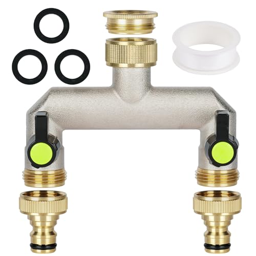 flintronic 2-Wege Wasserhahn Wasserverteiler, 2er verteiler 3/4" Adapter 1/2", mit 2 Verlängerungsgriffen, Messing Wasseranschluss Verteiler Gartenschlauch, zum Einstellen Absperren des Wasserflusses flintronic 2-Wege Wasserhahn Wasserverteiler, 2er verteiler 3/4" Adapter 1/2", mit 2 Verlängerungsgriffen, Messing Wasseranschluss Verteiler Gartenschlauch, zum Einstellen Absperren des Wasserflusses von flintronic