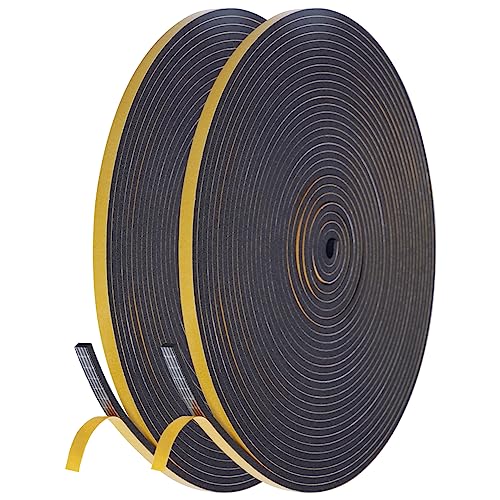 flintronic Dichtungsband für Türen Fenster 6mm(B) x3mm(D)20m(L) Selbstklebend Schaumstoffband Türdichtung Fenster, Gummidichtung für Kollision Siegel Schalldämmung Schwarz (2 Rollen je 10m lang) von flintronic