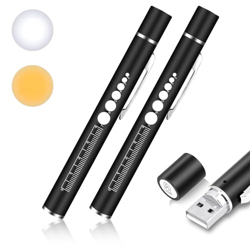 flintronic 2pc Pupillenleuchte Medizin, Diagnostikleuchte Krankenschwester Rettungsdienst Zubehör, mit Pupillenmessgerät & Lineal, Aufladbar USB LED Stiftlampe für Krankenschwester Studentische Ärzte flintronic 2pc Pupillenleuchte Medizin, Diagnostikleuchte Krankenschwester Rettungsdienst Zubehör, mit Pupillenmessgerät & Lineal, Aufladbar USB LED Stiftlampe für Krankenschwester Studentische Ärzte von flintronic