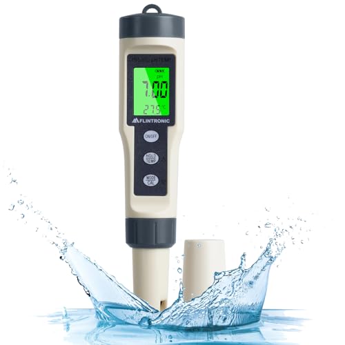 flintronic 4-In-1 PH Messgerät, PH/TDS/EC Temperatur Tester mit Hintergrundbeleuchtung, 0-14 pH-Messbereich-±0,1 pH-Genauigkeit, PH Wert Messgerät Pool Trinkwasser Schwimmbad Aquarium Pools von flintronic