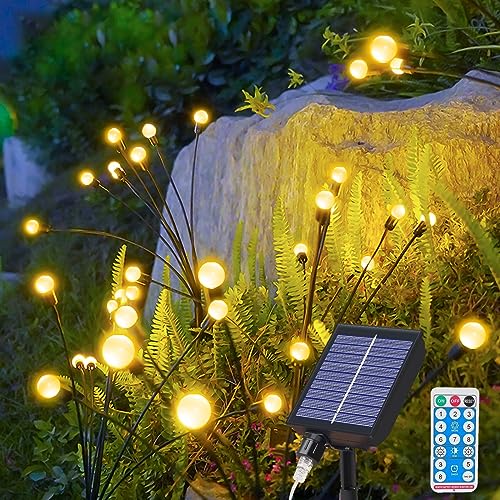 flintronic 4 Stück Außenbeleuchtung Glühwürmchen, Solarlampen für Außen, Solarbetriebene Glühwürmchen Leuchte, IP65 Wasserdicht Solar Led Lichter Gartenleuchten für Hof Garten Rasen Gehweg Balkon von flintronic