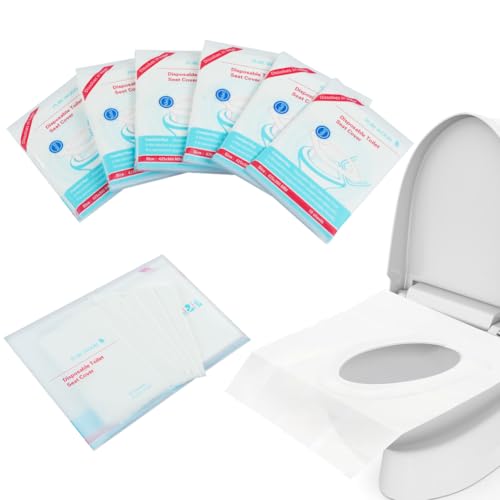 flintronic Toilettenauflage, 60 Stück Einweg Toilettensitzbezug, Spülbare Toilettenauflage, Wasserdichte Toilettenauflagen, Einzeln Verpackt, für Reisen, Geschäftsreise, Offentliche Toiletten von flintronic