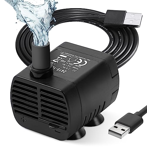 flintronic Aquarium Pumpe Klein, USB Mini Wasserpumpe, 200L/H Tauchpumpe Pumpe Aquarium Pumpe, für Teich Brunnen Aquarium, 3.5-9V 1-3W Kabel 1.4M(4 SAUGNAPF) von flintronic