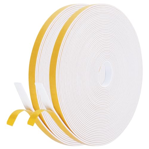 Flintronic 10m Dichtungsband für Türen Fenster, 10mm x 6mm Selbstklebend Schaumstoffband Türdichtung Fenster, Gummidichtung für Kollision Siegel Schalldämmung (Weiß) von flintronic
