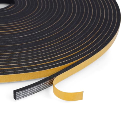 Flintronic 10m Dichtungsband für Türen Fenster, 6mm x 3mm Selbstklebend Schaumstoffband Türdichtung Fenster, Gummidichtung für Kollision Siegel Schalldämmung (Schwarz) von flintronic
