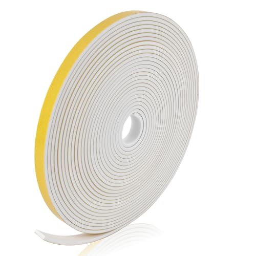 flintronic Dichtungsband für Türen Fenster 12mm(B) x3mm(D)10m(L) Selbstklebend Schaumstoffband Türdichtung Fenster, Gummidichtung für Kollision Siegel Schalldämmung Weiß von flintronic