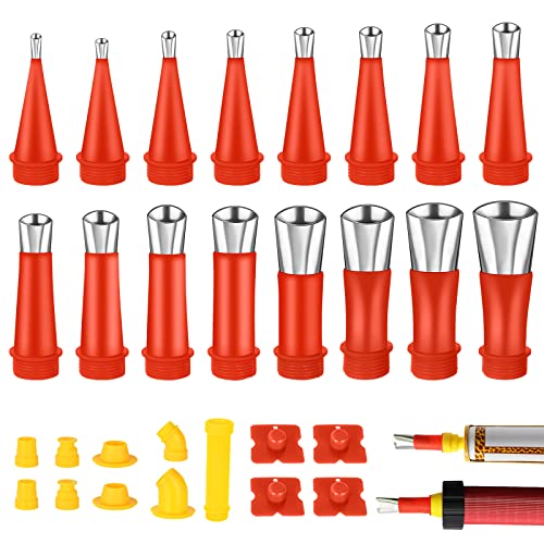 Flintronic Edelstahl Dichtungsdüse, 29 Stück Dichtmittel Abdichten Düsen, Dichtungsfinisher Silikon, Einteiliger Edelstahldüsen, Dichtmittel Finishing Werkzeug für KüChe Badezimmer von flintronic