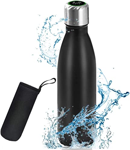 flintronic Edelstahl Trinkflasche, 500ML Vakuum Wasserflasche mit Magnetisches USB-Laden LCD Display & UV-Sterilisation, BPA-Freie Intelligenter Thermosflasche mit Erinnerungsmodus für Büro, Reisen von flintronic