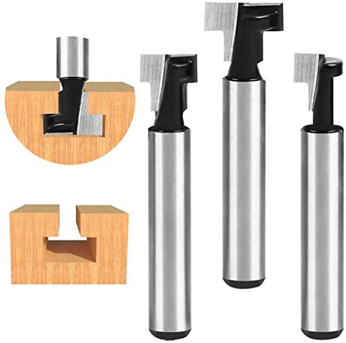 flintronic Fräser Schaft, Fräser Set, Fräser für Oberfräse, Fräsen Werkzeug Set, Nutfräser, 6.35mm Fräser Schaft Cutter Router, 3-tlg Oberfräse Fräser, t Nut Fräser, Holzbearbeitungswerkzeug Bit von flintronic