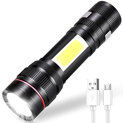 flintronic LED Taschenlampen, 1000 Lumen Wasserdicht Handlampe, 3 Modi Mini Taschenlampe, Zoombarer Fokus Superhelle Taktische Taschenlampe für Kinder, Geschenk, Angeln, Notbeleuchtung (USB-Kabel) von flintronic