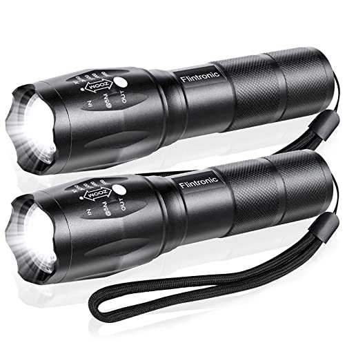 flintronic LED Taschenlampen, 2 Stück 2000 Lumen Wasserdicht Handlampe, 5 Modi Mini Taschenlampe,Zoombarer Fokus Superhelle Taktische Taschenlampe für Kinder, Geschenk,Angeln, Notbeleuchtung, Geschenk von flintronic