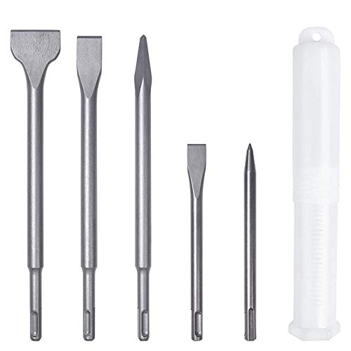 flintronic Meißel-Set SDS 5tlg, Meißel Set SDS-plus, Meißelset 16-25CM, SDS Plus Bohrer Set, SDS plus Meißel Set, Hochwertiges SDS Meißel Spitz und Fliesenmeißel für Standardarbeiten in Beton/Baustein von flintronic