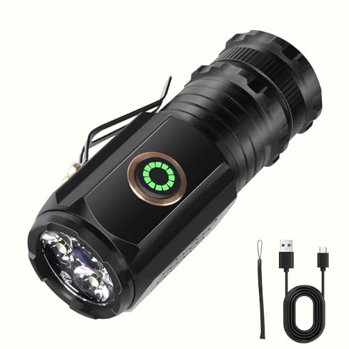 flintronic Mini LED Taschenlampe, Extrem Hell 1600 Lumen, Type-C Aufladbar, 5 Beleuchtungsmodi, Mini Torch, Wasserdichte Handlampe Flashlight für Kinder, Outdoor, Camping, Wandern, EDC von flintronic