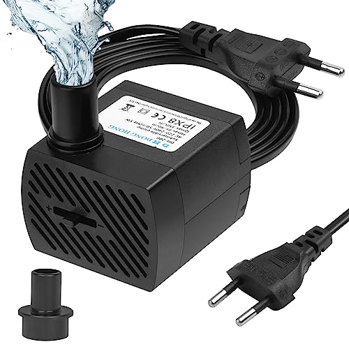 flintronic Mini Wasserpumpen(350L/H, 5W), Ultra Leise Aquarium Pumpe mit Hohem Hub, Aquarium Pumpe Klein, Brunnenpumpe mit 1,4 m Netzkabel, 2 Düsen für Aquarien, Teich, Brunnen, Statuen, Hydrokultur von flintronic