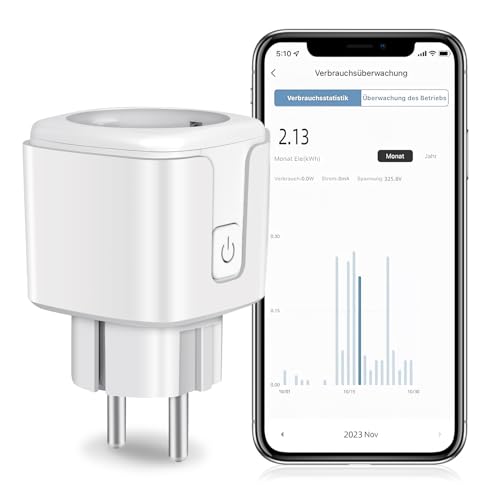 flintronic SteckdoseWlan, Steckdose mit Strommessung, Alexa Steckdose, Stromverbrauchsmesser Energiekostenmessgerät, Smart Steckdose mit Zeitschaltuhr Wifi Steckdose AC 100-240V Smart Plug von flintronic