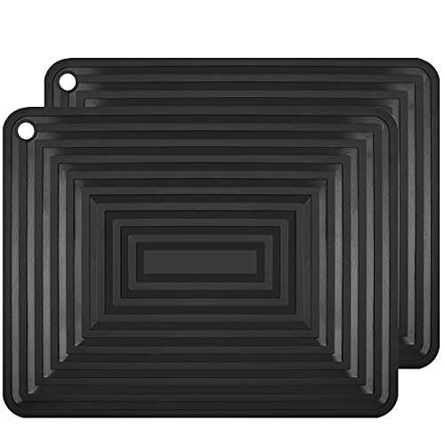 flintronic Topf Untersetzer 2pcs Silikon Topflappen Topfuntersetzer Spülmaschinenfest Hitzebeständigerung rutschfest und Hitzebeständig bis 250°C, Streifen - Schwarz（9"x 12"） von flintronic