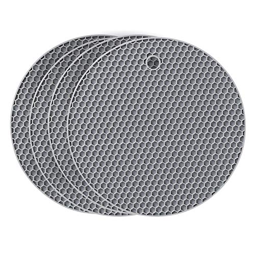 flintronic Topf Untersetzer 4pcs Silikon Topflappen Topfuntersetzer Spülmaschinenfest Hitzebeständigerung rutschfest und Hitzebeständig bis 250°C, Wabenmuster - Grau von flintronic
