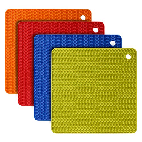 flintronic Topf Untersetzer 4pcs Silikon Topflappen Topfuntersetzer Spülmaschinenfest Hitzebeständigerung rutschfest und Hitzebeständig bis 250°C, Wabenmuster - Multicolor von flintronic