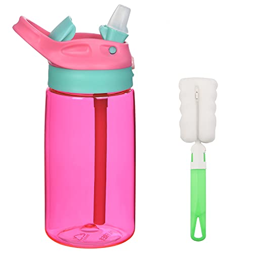 flintronic Trinkflasche Kinder Strohhalm, 480 ml Strohhalmbecher für Kinder, BPA-frei Auslaufsicher, Kinderflasche mit Strohhalm für Schule, Kindergarten, Fahrrad - Rot von flintronic