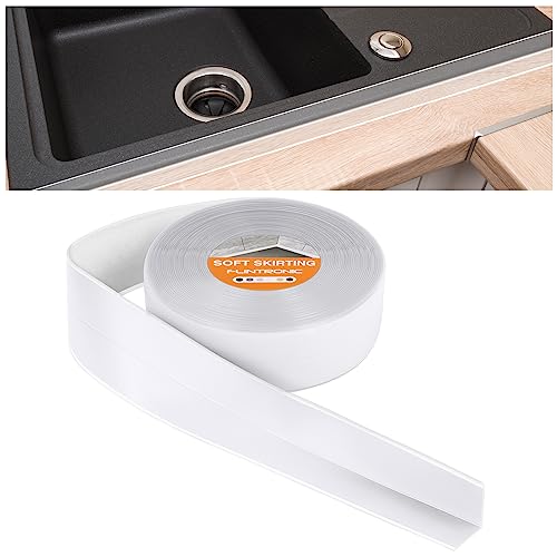 flintronic Weichsockelleiste, 19 x 19mm 4.5m Weichsockelleiste Selbstklebend für Küche und Badezimmer, Selbstklebende Abschlussleiste aus PVC, Flexible Knickleiste - Fugendichtungsband von flintronic