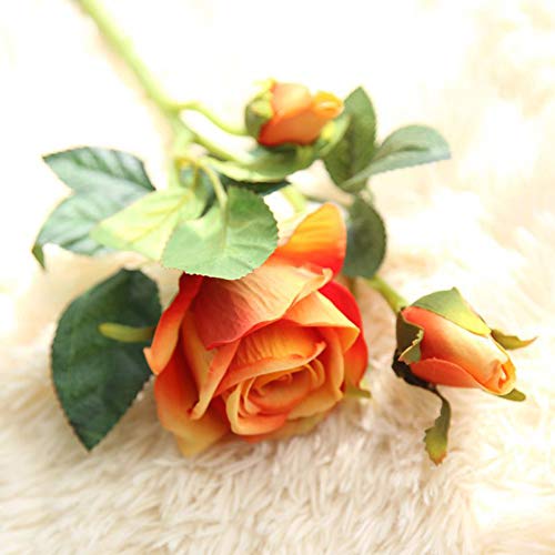 floatofly 1Pc Exquisit DIY Kunstblumen Mehrfarbige Kunstblumen Mehrschichtig, Real Touch Künstliche Rose Gefälschte Blume Hochzeitsstrauß Party Home Decor Orange von floatofly