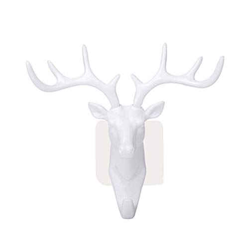 floatofly Vintage Gusseisen Hirsch Geweih Wandhaken, Geweih Haken Hirsch Kopf Schlüsselhalter Kleiderbügel Wohnzimmer Wand Dekorative Ornament Metall Kleiderbügel Weiß von floatofly