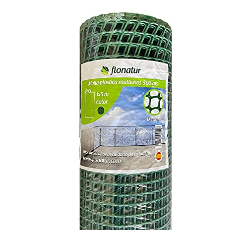 flonatur, Kunststoffgitter für Balkone und Terrassen, grün, 1 x 5, Netzgitter für Einfassungen, Breite des Rahmens 1 x 1 cm, Gewicht 300 g/m². von flonatur