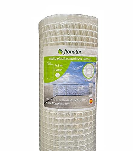 flonatur Kunststoff-Netz für Balkon und Terrassen, Weiß, 1 x 5, Schlossgitter, Verschiedene Maße, Rahmenbreite 1 x 1 cm, Gewicht 300 g/m². von flonatur