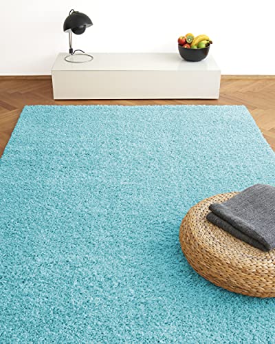 floor factory Hochflor Shaggy Teppich Colors blau/türkis 160x230cm - pflegeleichter und günstiger Langflorteppich von floor factory