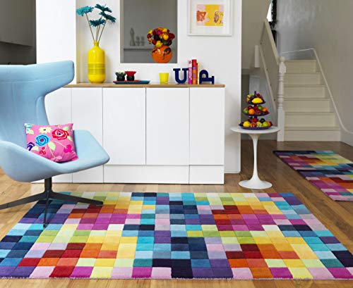 floor factory Moderner Designer Wollteppich Festival Multicolor 170x240cm - Reine Wolle in Leuchtend bunten Farben von floor factory