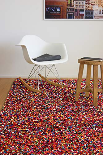 floor factory Moderner Teppich Confetti 140x200cm - bunter, handgewebter Teppich aus 100% recycelter Sari Baumwolle von floor factory