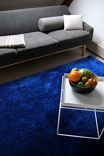 floor factory Moderner Teppich Delight blau 160x230cm - edler Designer Teppich mit flauschig weichem Flor von floor factory