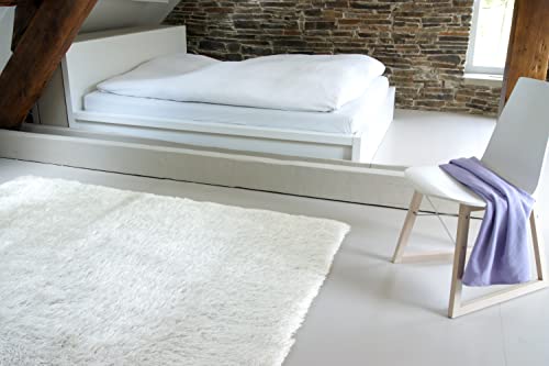 floor factory Hochflor Shaggy Teppich Prestige weiß 140x200 cm - superweicher Flauschiger Langflor Teppich von floor factory